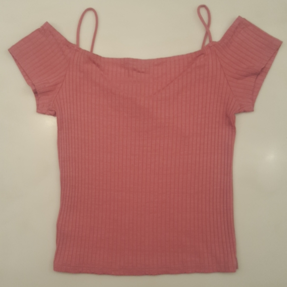 AEROPOSTALE PINK OFF SHOULDER CROP TOP - MED - Picture 4 of 4